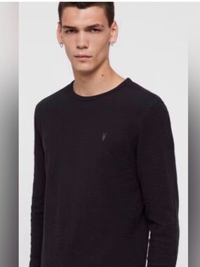 AllSaints Black Long-Sleeve Crewneck Tee